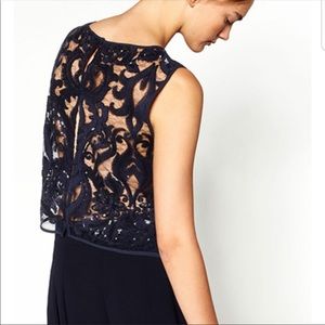 Zara Black Lace Sequin Crop Top